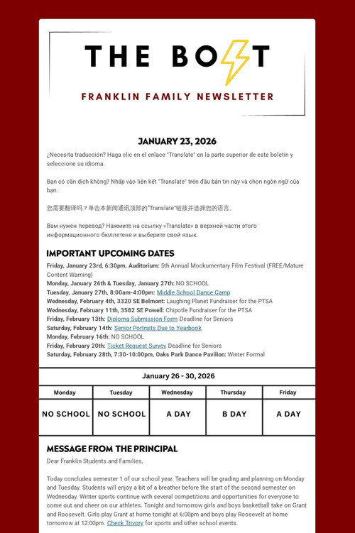 Weekly Family Newsletter