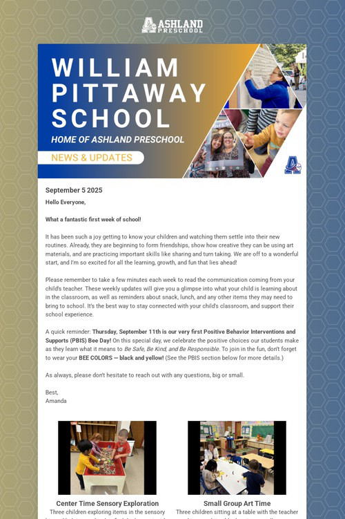 Ashland Preschool Weekly Update