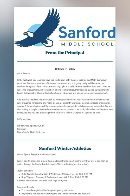 Sanford Family Newsletter
