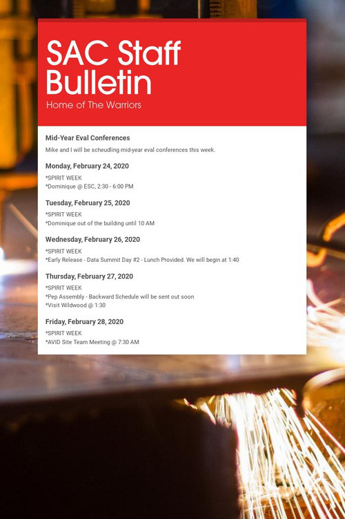 SAC Staff Bulletin