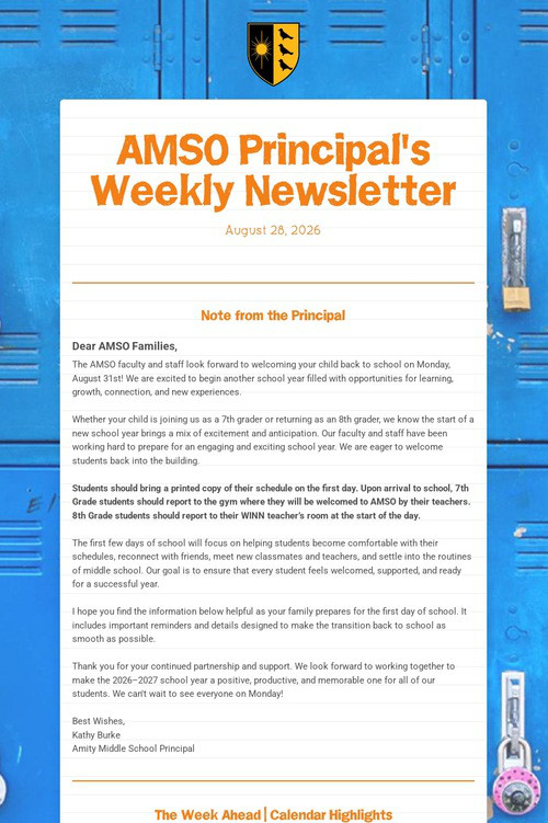 AMSO Principal's Weekly Newsletter