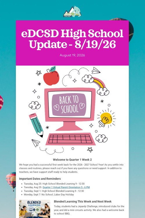 eDCSD High School Update - 8/19/26