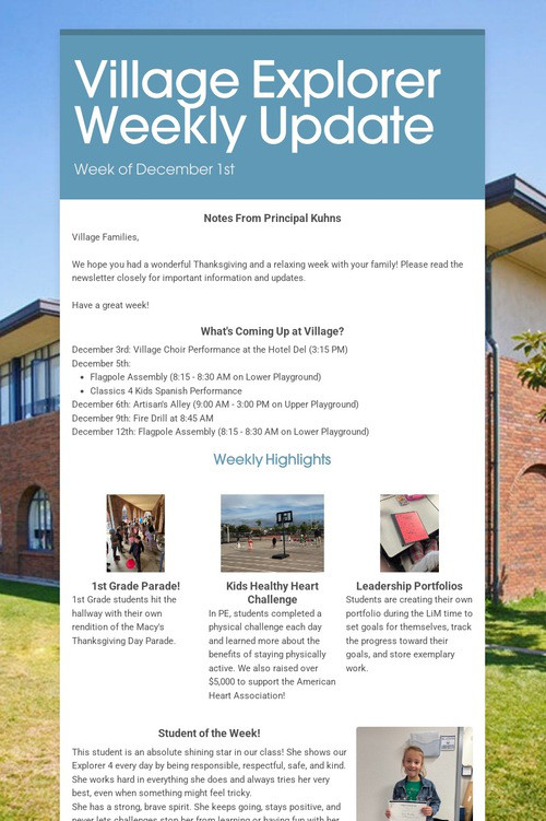Village Explorer Weekly Update