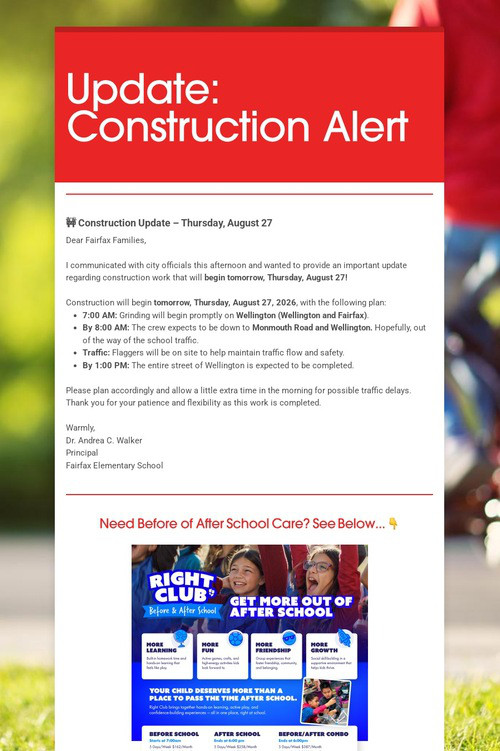 Update: Construction Alert