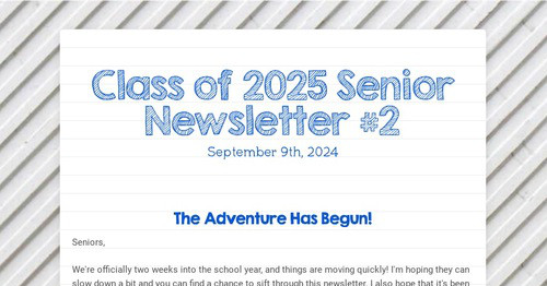 Class of 2025 Senior Newsletter #2