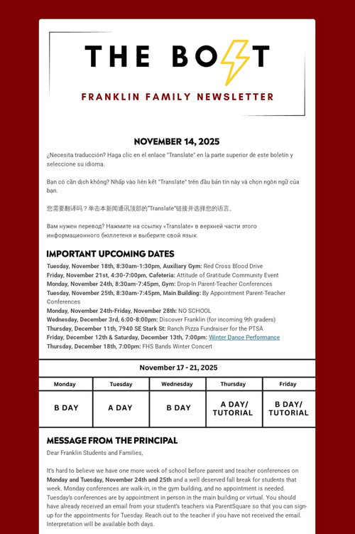 Weekly Family Newsletter