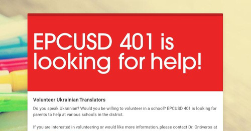 EPCUSD 401 is looking for help!
