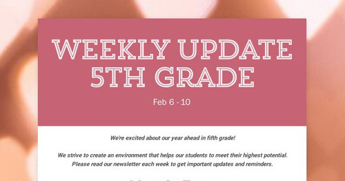 Weekly Update 5th Grade