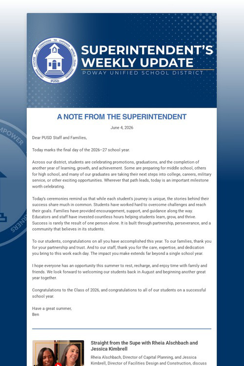 Superintendent's Weekly Update