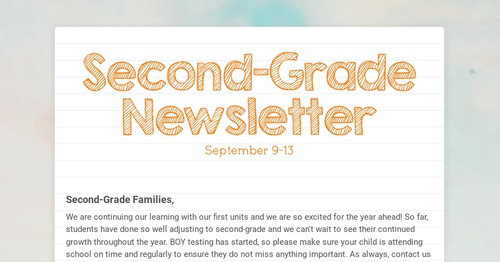 Second-Grade Newsletter