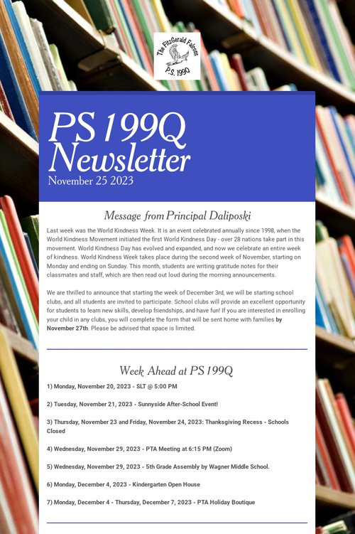 PS 199Q Newsletter