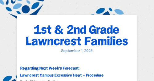 1st & 2nd Grade Lawncrest Families