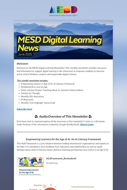 MESD Digital Learning News