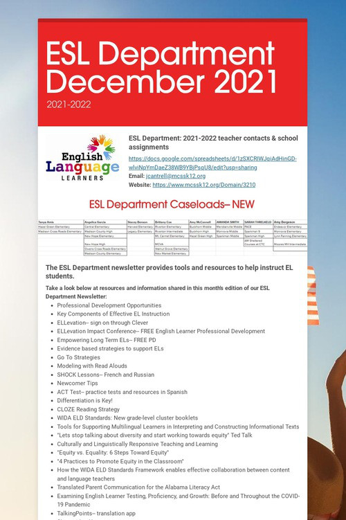 ESL Department December 2021