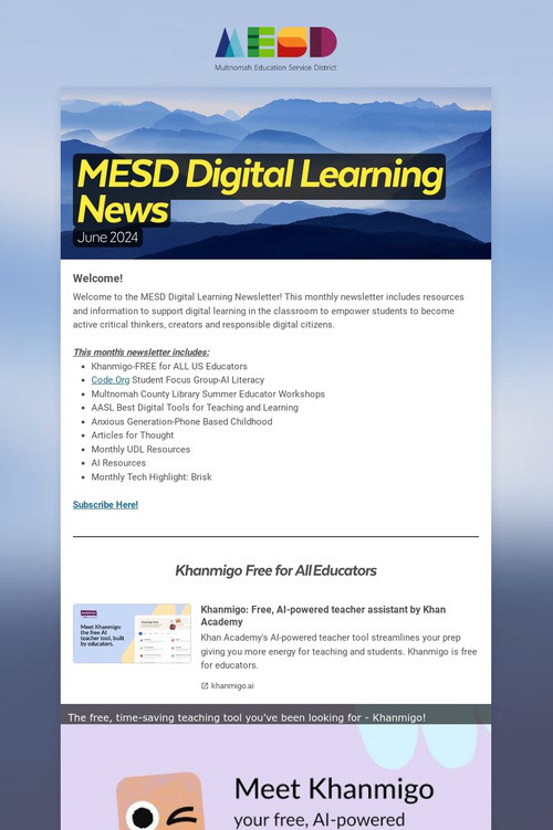 MESD Digital Learning News