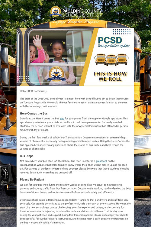 PCSD Transportation Update