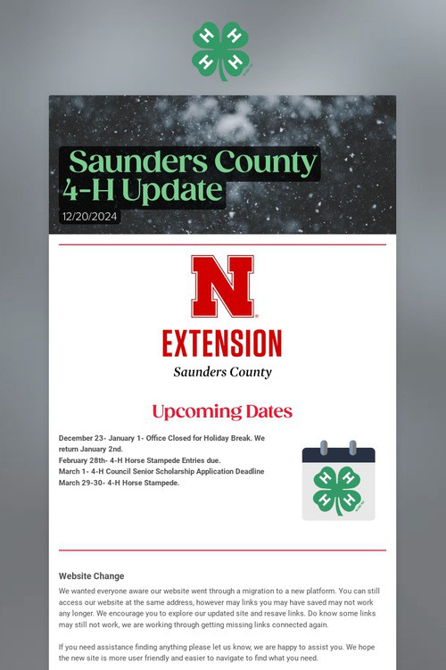Saunders County 4-H Update