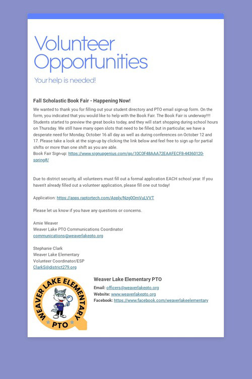 Volunteer Opportunities