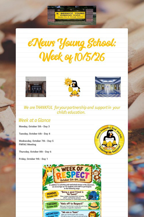 eNews Young School: Week of 10/5/26