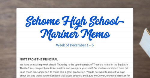 Sehome High School- Mariner Memo | Smore Newsletters