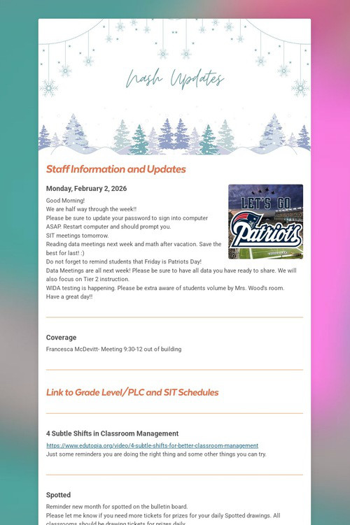 Greenfield High Stuffy-Staff-Update