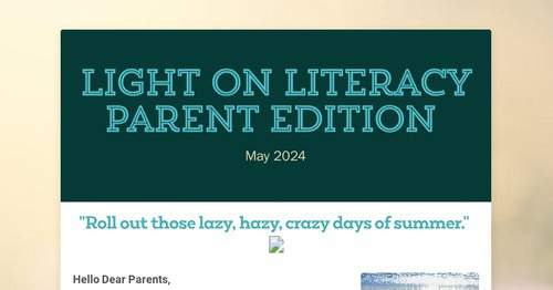Light on Literacy Parents Edition