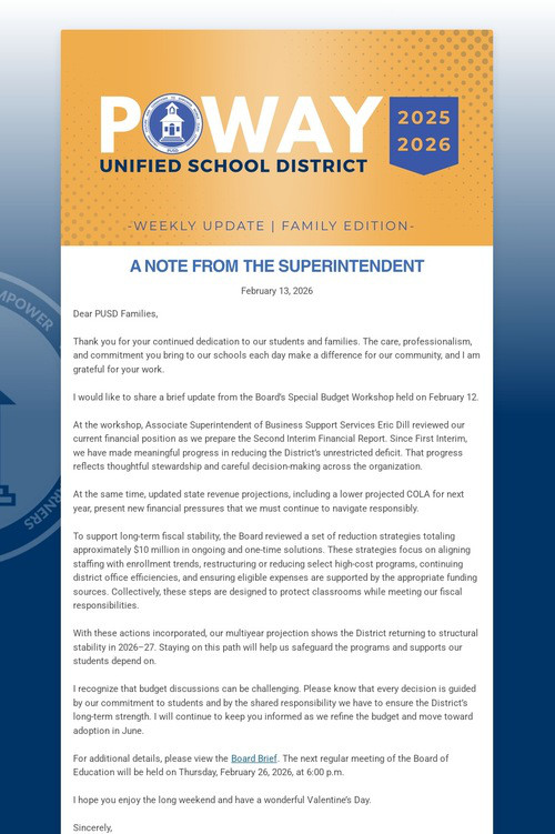 Superintendent's Weekly Update