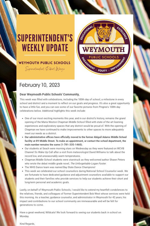 Superintendent's Weekly Update