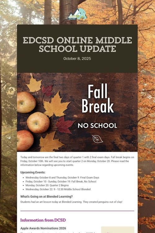 eDCSD Online Middle School Update
