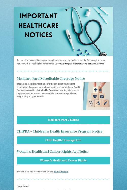 Important Healthcare Notices