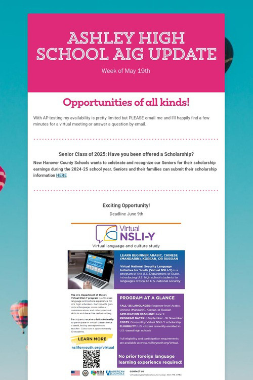 Ashley High School AIG Update