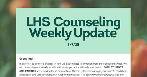 LHS Counseling Weekly Update