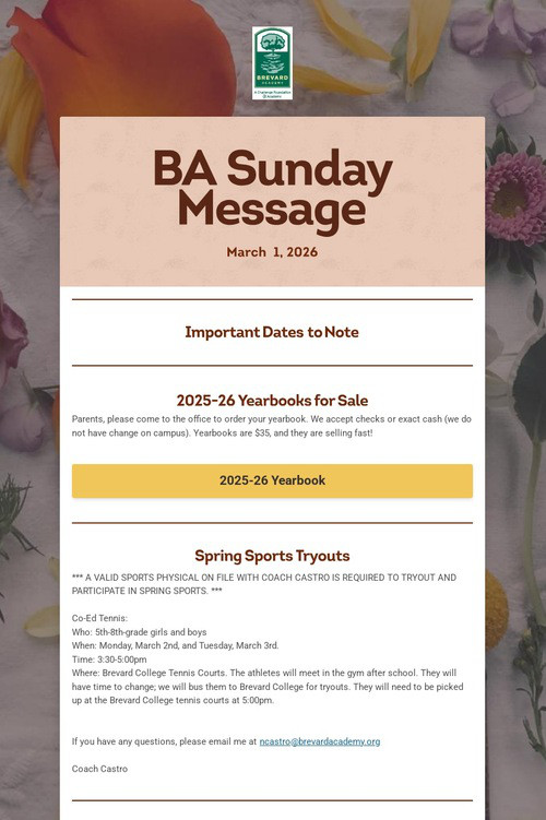 BA Sunday Message