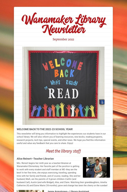 Wanamaker Library Newsletter
