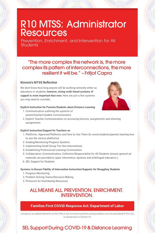 R10 MTSS: Administrator Resources