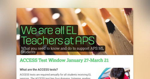 We are all EL Teachers at APS
