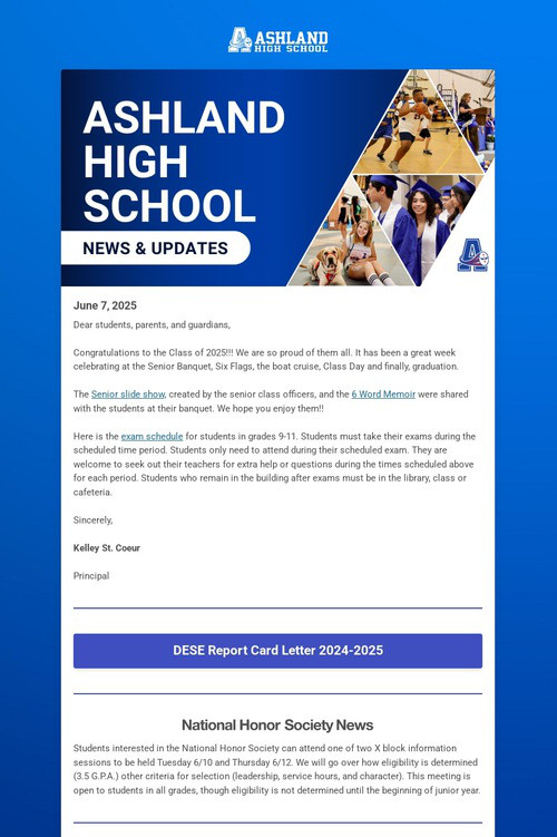 Ashland High School Weekly Update