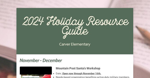 2024 Holiday Resource Guide