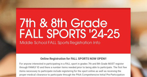 7th & 8th Grade FALL SPORTS '24-25