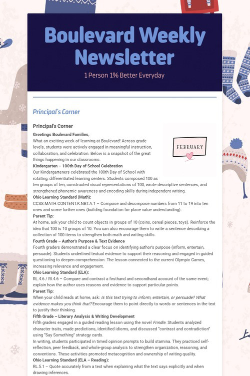 Boulevard Weekly Newsletter