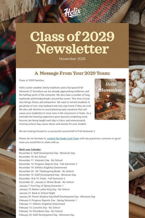 Class of 2029 Newsletter