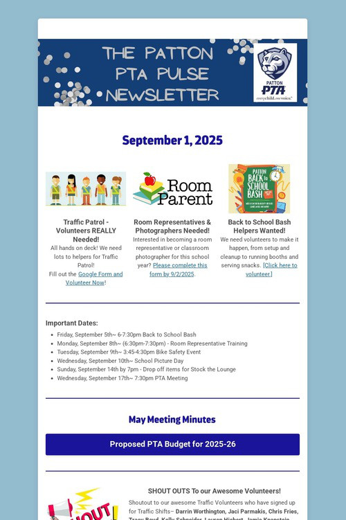 Patton PTA Pulse Newsletter