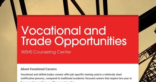 Vocational and Trade Opportunities