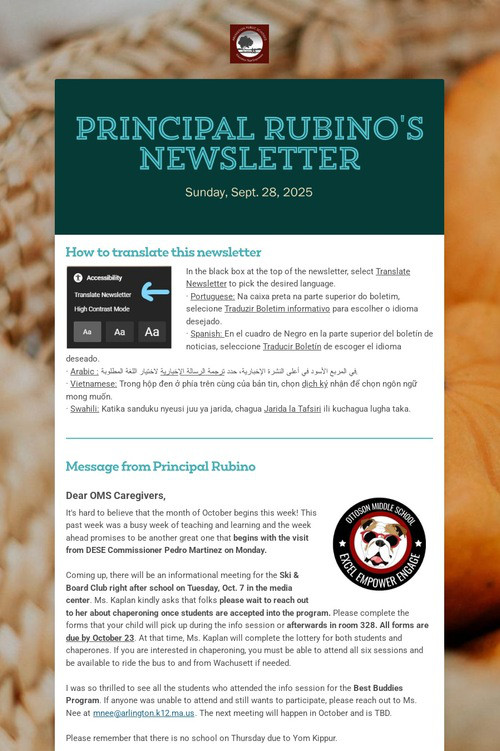 Principal Rubino's Newsletter