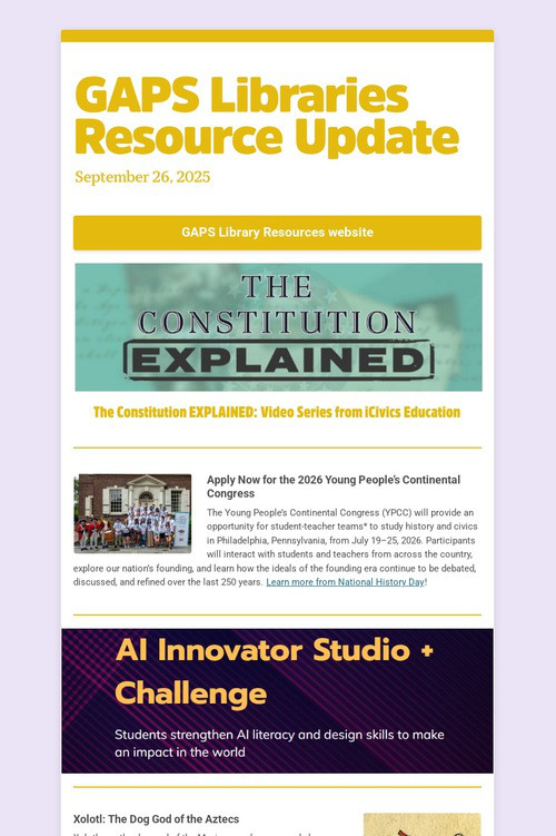 GAPS Libraries Resource Update