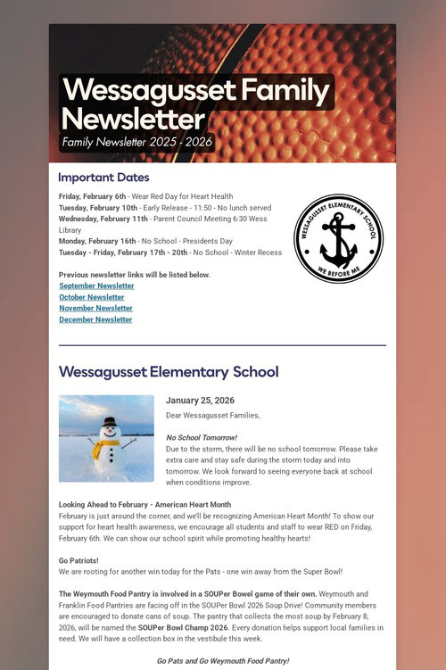 Wessagusset Family Newsletter
