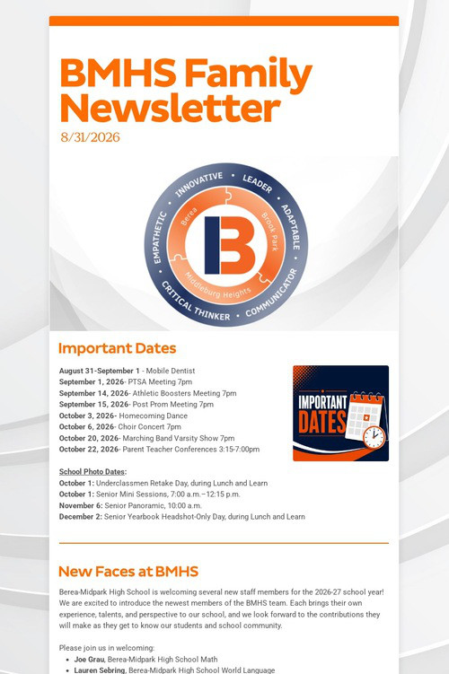 BMHS Family Newsletter