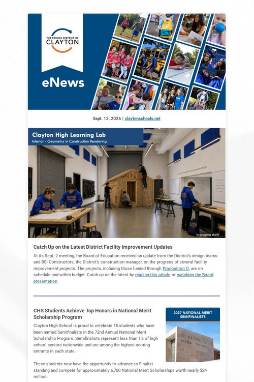 eNews:  Sept. 13, 2026 Highlights