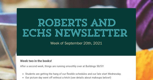Roberts and ECHS Newsletter