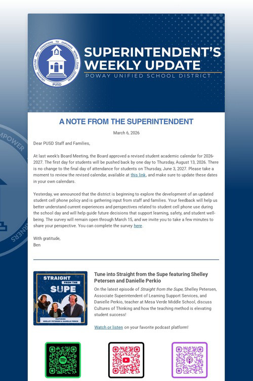 Superintendent's Weekly Update